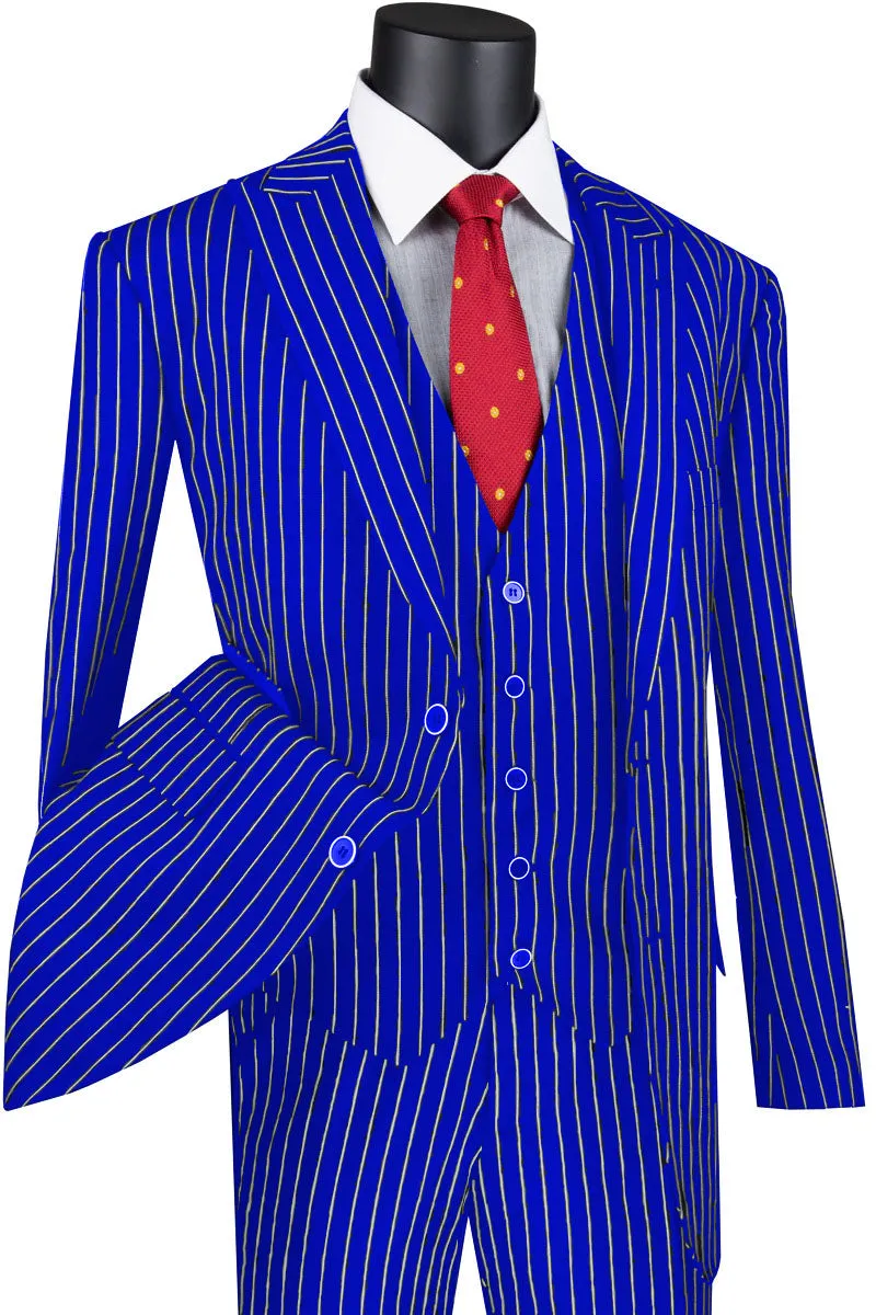 Mens Vested Gangster Pinstripe 1920's Suit in Burgundy sold by Alberto Nardoni product image thumbnail 2