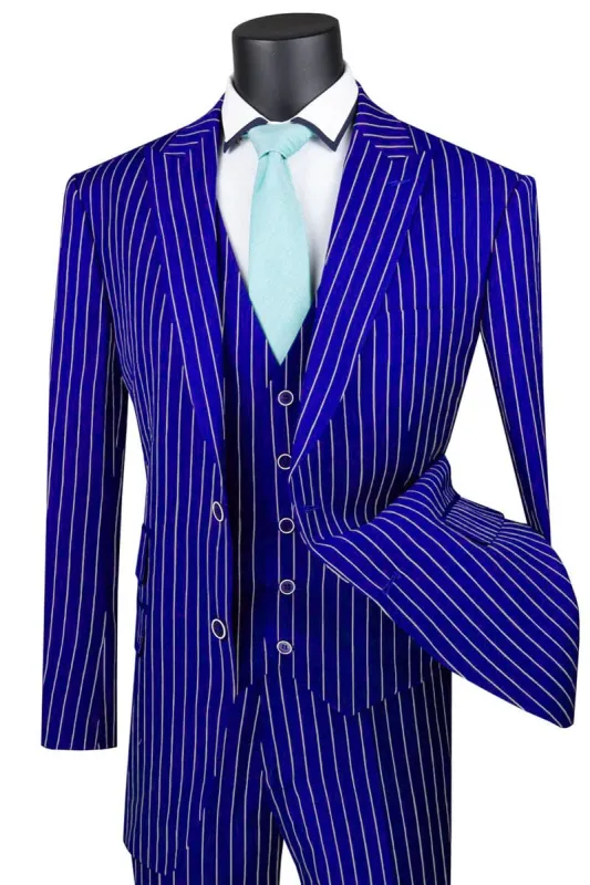 Mens Vested Gangster Pinstripe 1920's Suit in Blue sold by Alberto Nardoni