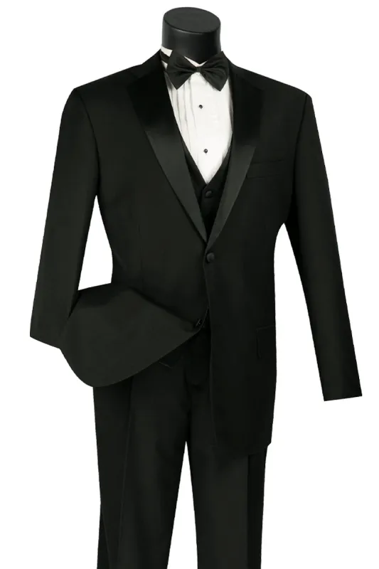 Mens Vested 2 Button Classic Tuxedo in Black sold by Alberto Nardoni