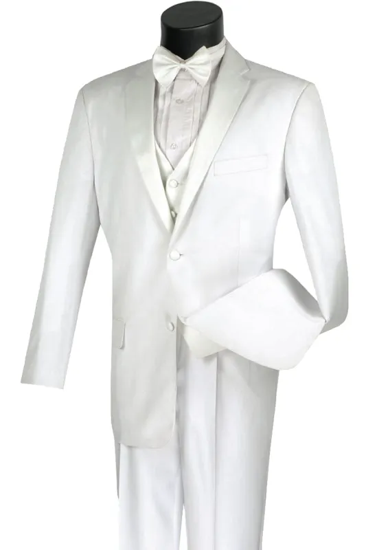 Mens Vested 2 Button Classic Tuxedo in White sold by Alberto Nardoni