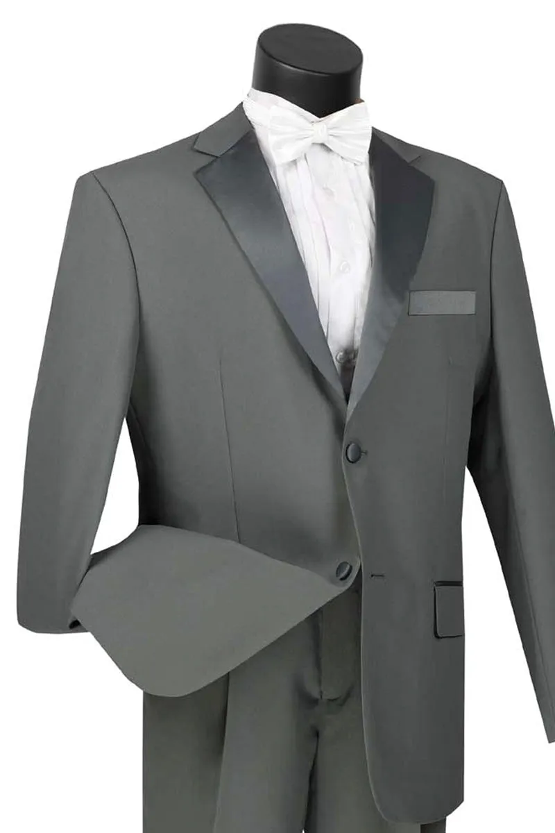 Mens Classic Fit 2 Button Poplin Tuxedo in Grey sold by Alberto Nardoni