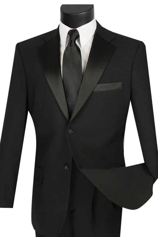 Mens Classic Fit 2 Button Poplin Tuxedo in Black sold by Alberto Nardoni