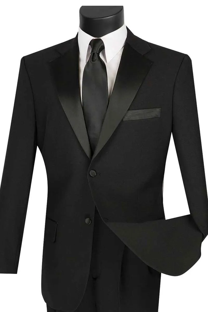 Mens Classic Fit 2 Button Poplin Tuxedo in Black sold by Alberto Nardoni
