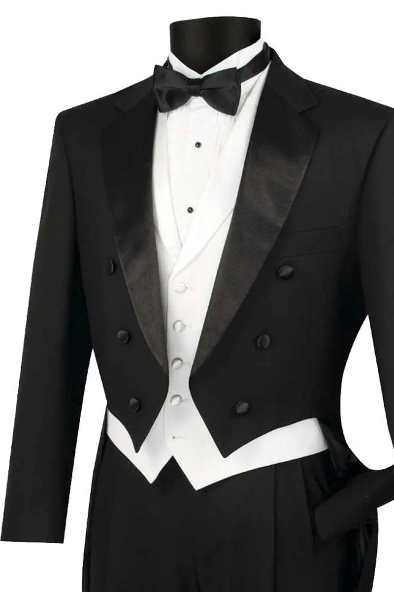 Mens Classic Black Tail Tuxedo with White Vest sold by Alberto Nardoni