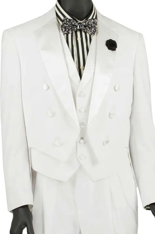 Mens Classic Vested Tail Tuxedo in White sold by Alberto Nardoni
