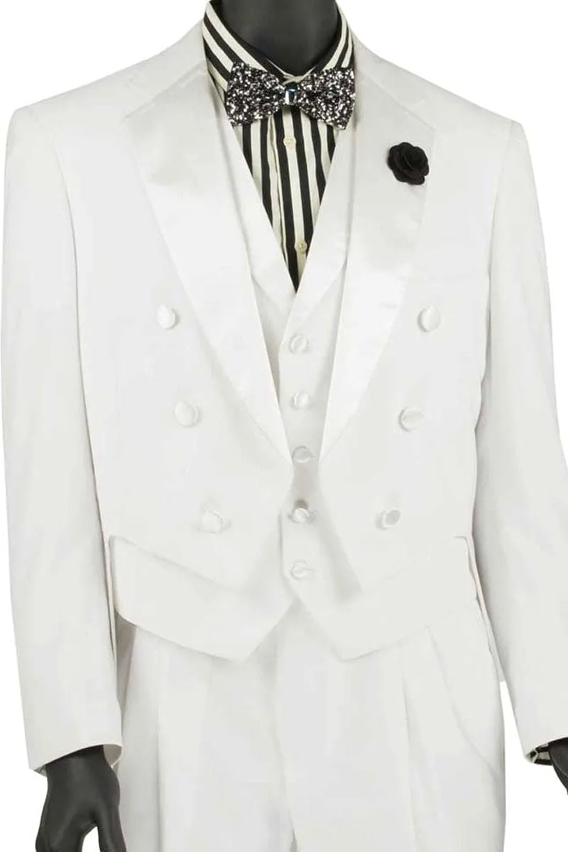 Mens Classic Vested Tail Tuxedo in White sold by Alberto Nardoni
