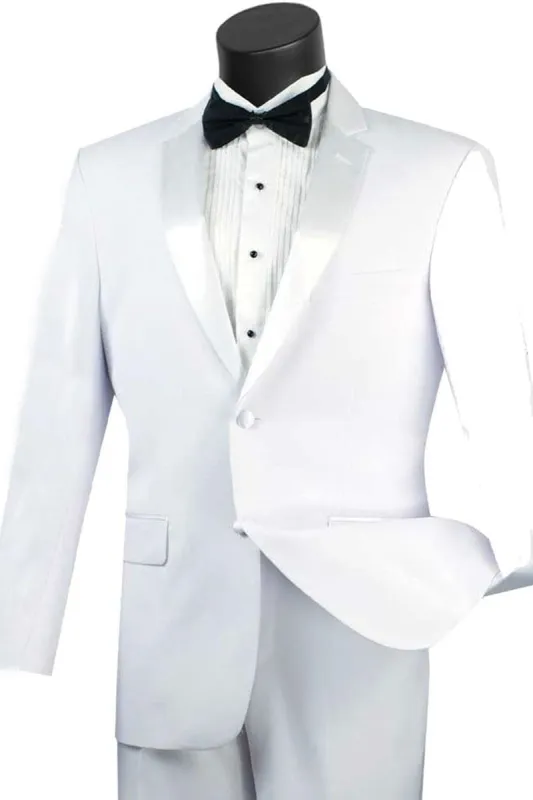 Mens Modern Fit 2 Piece Tuxedo in White sold by Alberto Nardoni