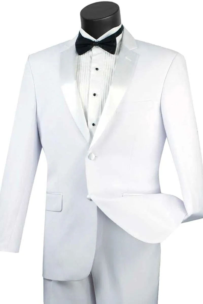 Mens Slim Fit Wool Feel Tuxedo in White sold by Alberto Nardoni