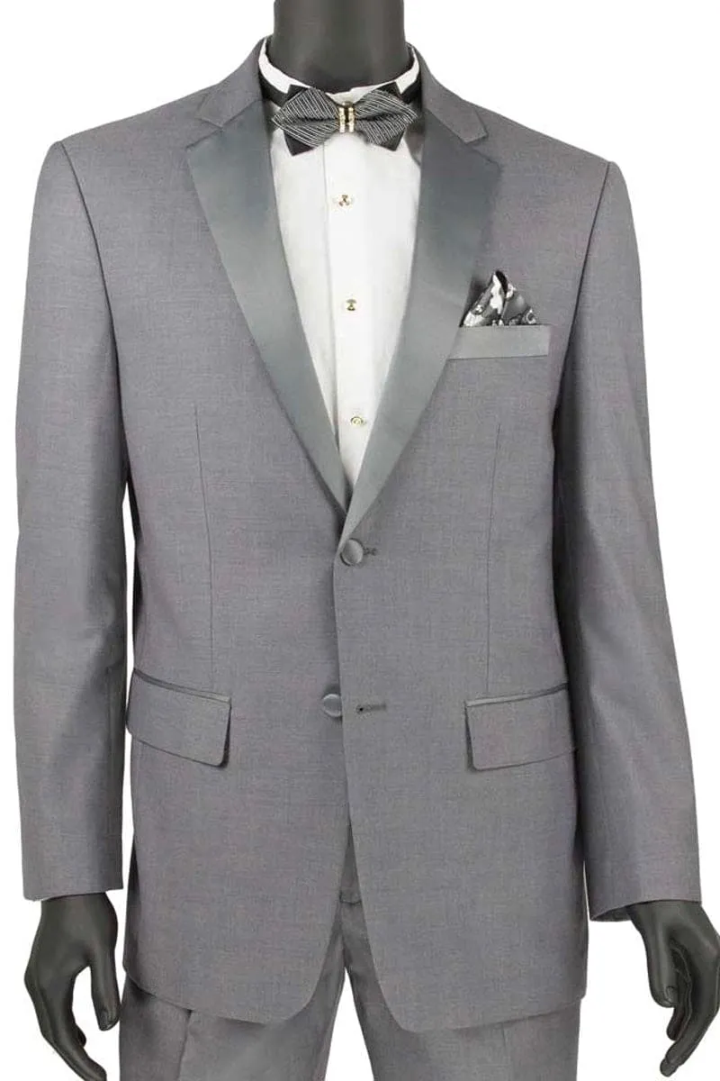 Mens Slim Fit Wool Feel Tuxedo in Grey sold by Alberto Nardoni