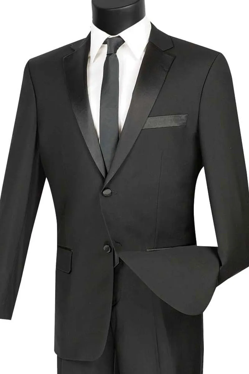 Mens Slim Fit Wool Feel Tuxedo in Black sold by Alberto Nardoni