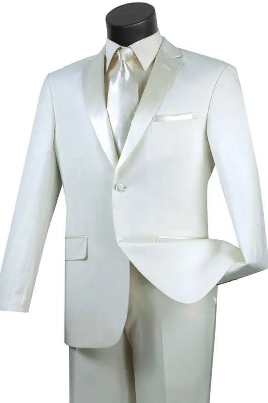 Mens Slim Fit Wool Feel Tuxedo in Ivory sold by Alberto Nardoni