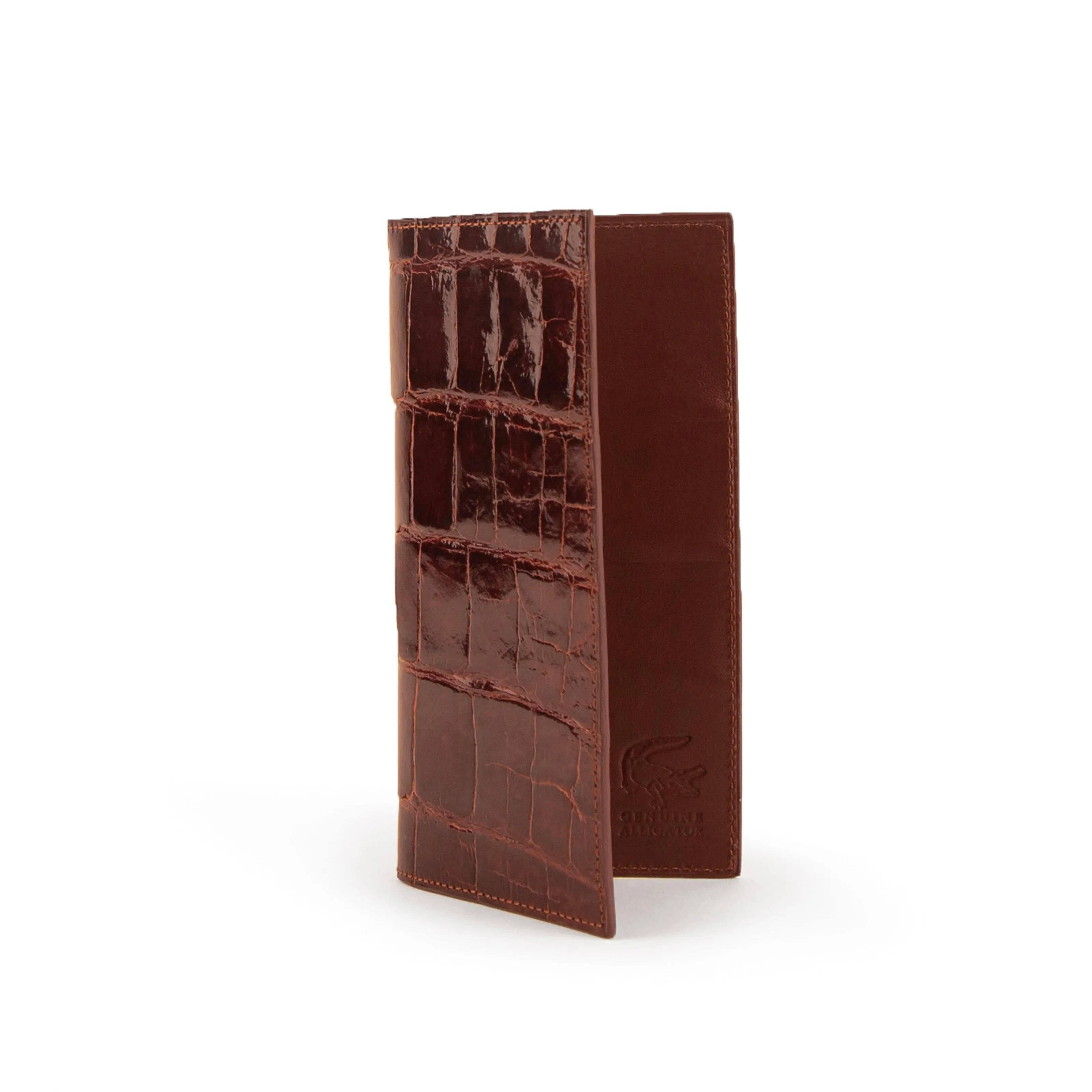 Alligator Checkbook Holder in Cognac sold by Alberto Nardoni