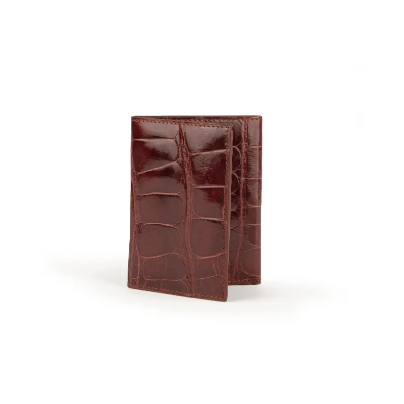 Mens Alligator Trifold Wallet in Cognac sold by Alberto Nardoni