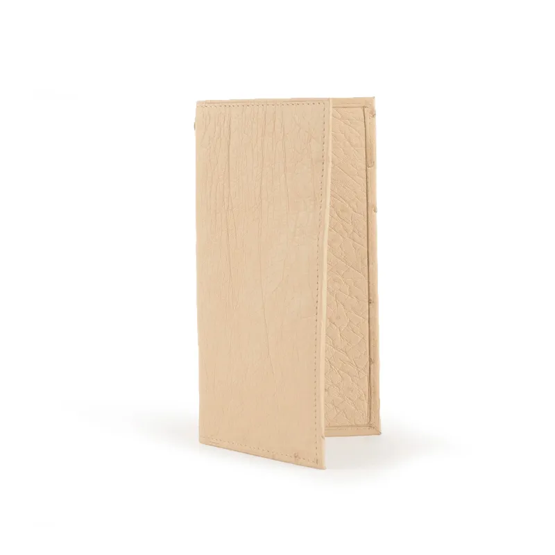 Smooth Ostrich Checkbook Cover in White sold by Alberto Nardoni