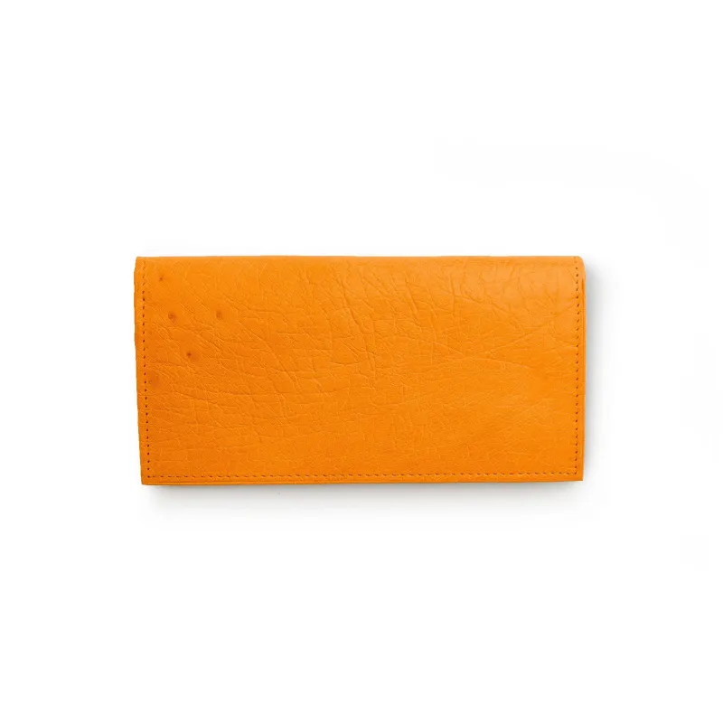 Smooth Ostrich Checkbook Cover in Buttercup sold by Alberto Nardoni