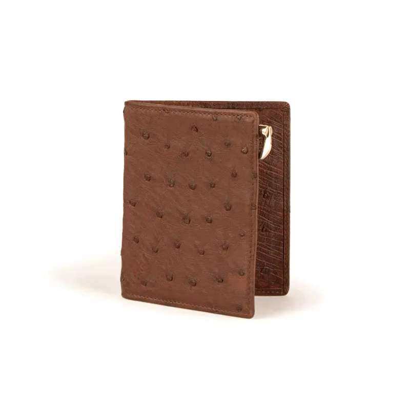 Mens Full Ostrich Quill Money Clip Wallet in Brown sold by Alberto Nardoni