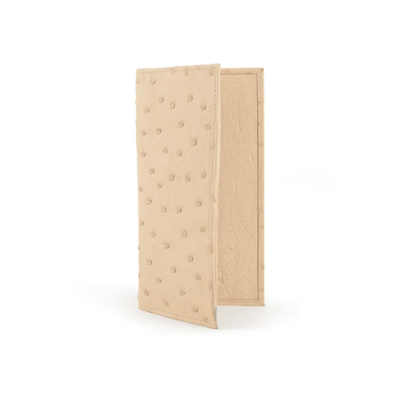 Full Ostrich Quill Checkbook Holder in White sold by Alberto Nardoni