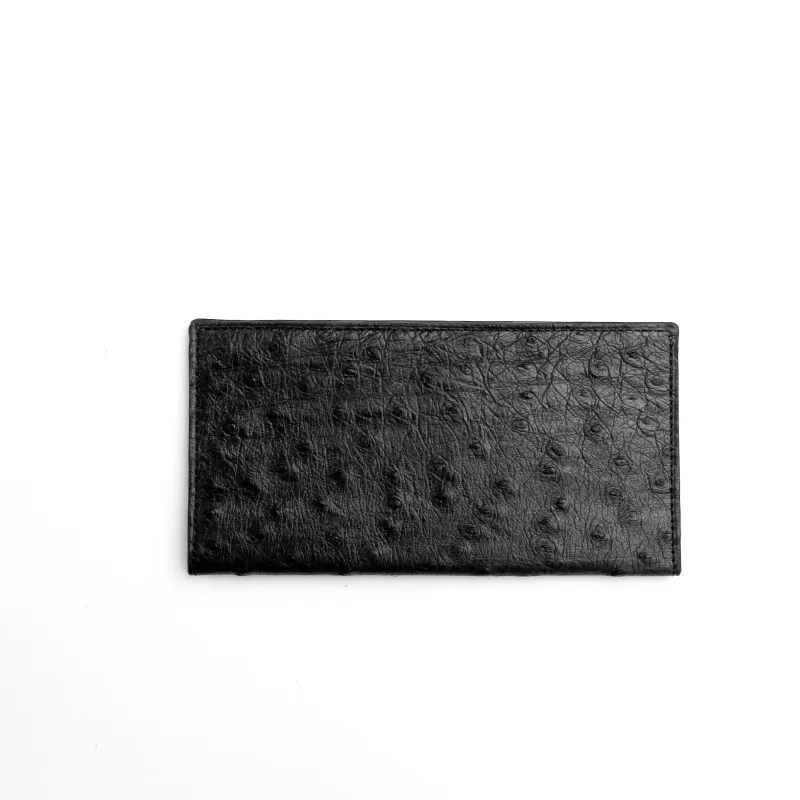 Full Ostrich Quill Checkbook Holder in Black sold by Alberto Nardoni