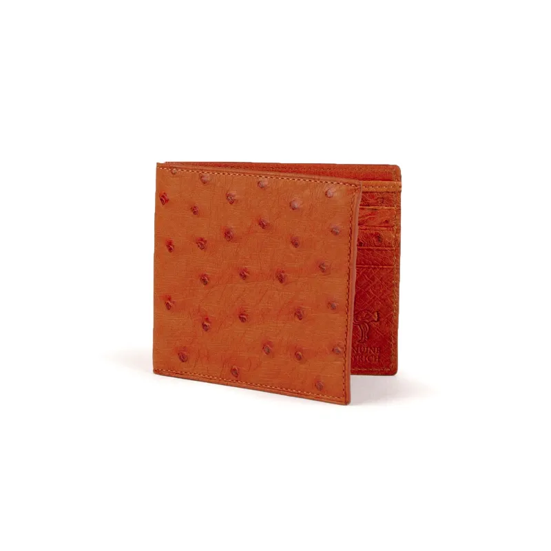 Mens Full Ostrich Quill Billfold Wallet in Cognac sold by Alberto Nardoni