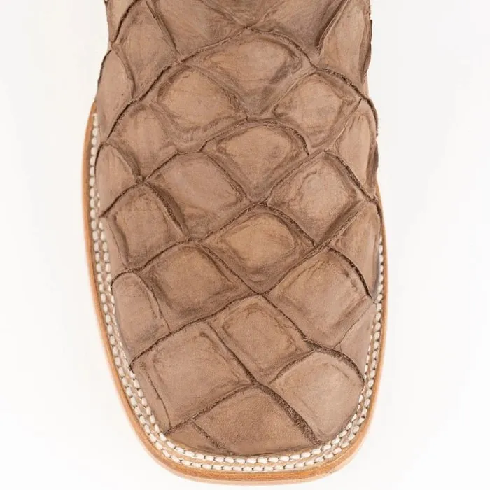 Ferinni Boot - Mens Dress Cowboy Boot - Ferrini Bronco Men's Print Pirarucu Fish Boots Handcrafted Brown in Brown Color sold by Alberto Nardoni product image thumbnail 5