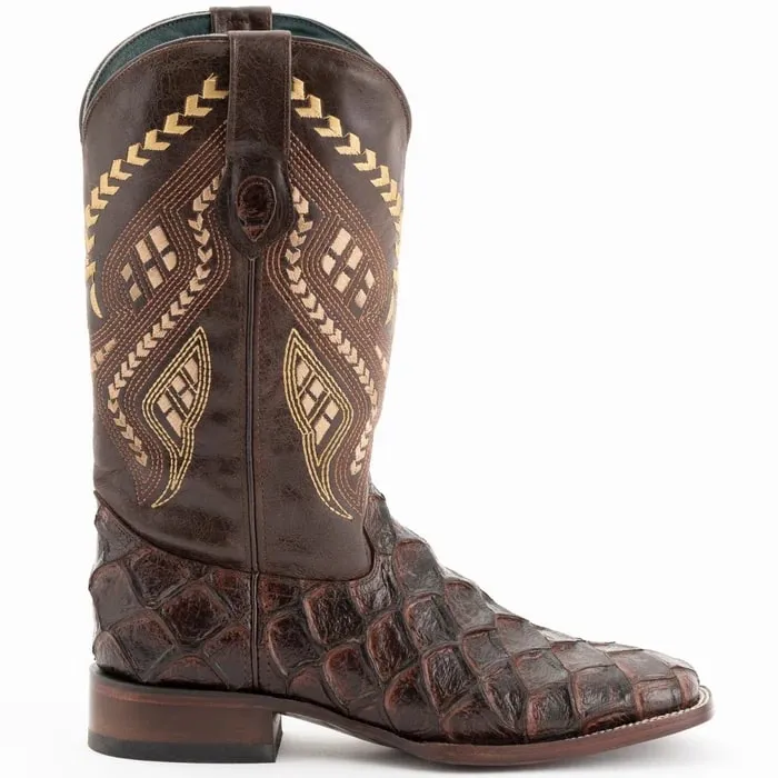 Ferinni Boot - Mens Dress Cowboy Boot - Ferrini Bronco Men's Print Pirarucu Fish Boots Handcrafted Chocolate in Chocolate sold by Alberto Nardoni product image thumbnail 4