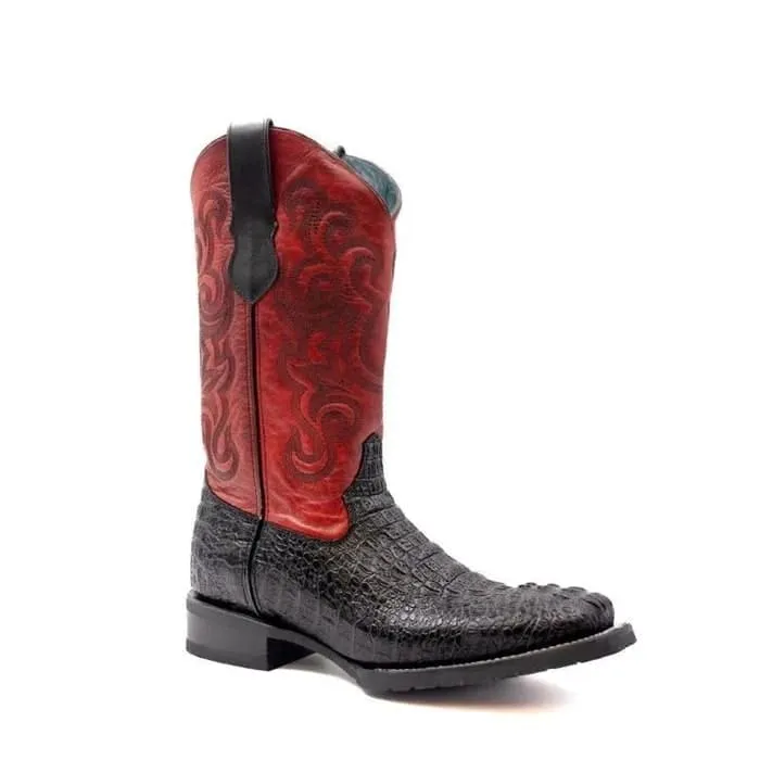 Ferinni Boot - Mens Dress Cowboy Boot - Ferrini Stampede Men's Print Crocodile Boots Handcrafted Black in Black sold by Alberto Nardoni product image thumbnail 3