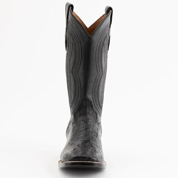 Ferinni Boot - Mens Dress Cowboy Boot - Ferrini Men's Dakota Hornback Caiman Western Boots - Square Toe Handcrafted Black in Black sold by Alberto Nardoni product image thumbnail 3
