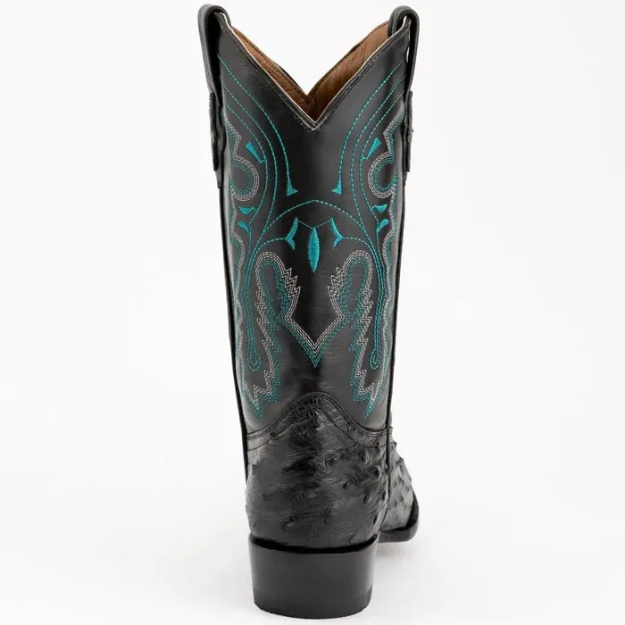 Ferinni Boot - Mens Dress Cowboy Boot - Ferrini Men's Colt Full Quill Ostrich Boots Handcrafted - Black in Black sold by Alberto Nardoni product image thumbnail 4