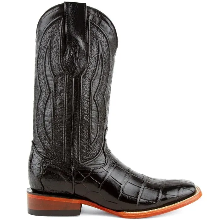 Ferinni Boot - Mens Dress Cowboy Boot - Ferrini Men's Stallion Alligator Belly Boots Square Toe Black in Black sold by Alberto Nardoni