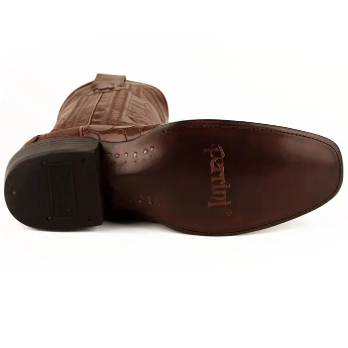 Ferinni Boot - Mens Dress Cowboy Boot - Ferrini Men's Stallion Alligator Belly Boots French Toe Handcrafted Cognac in Cognac sold by Alberto Nardoni product image thumbnail 4