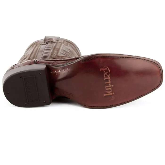 Ferinni Boot - Mens Dress Cowboy Boot - Ferrini Men's Stallion Alligator Belly Boots French Toe Handcrafted Chocolate in Chocolate sold by Alberto Nardoni product image thumbnail 5