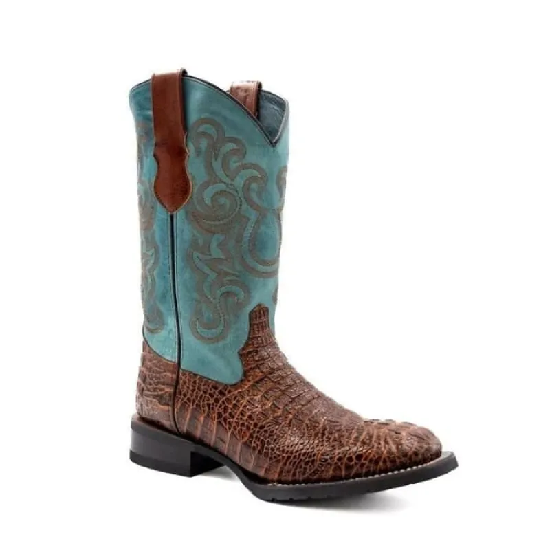 Ferinni Boot - Mens Dress Cowboy Boot  - Ferrini Stampede Men's Print Crocodile Boots Handcrafted Sport Rust in   Rust Color sold by Alberto Nardoni