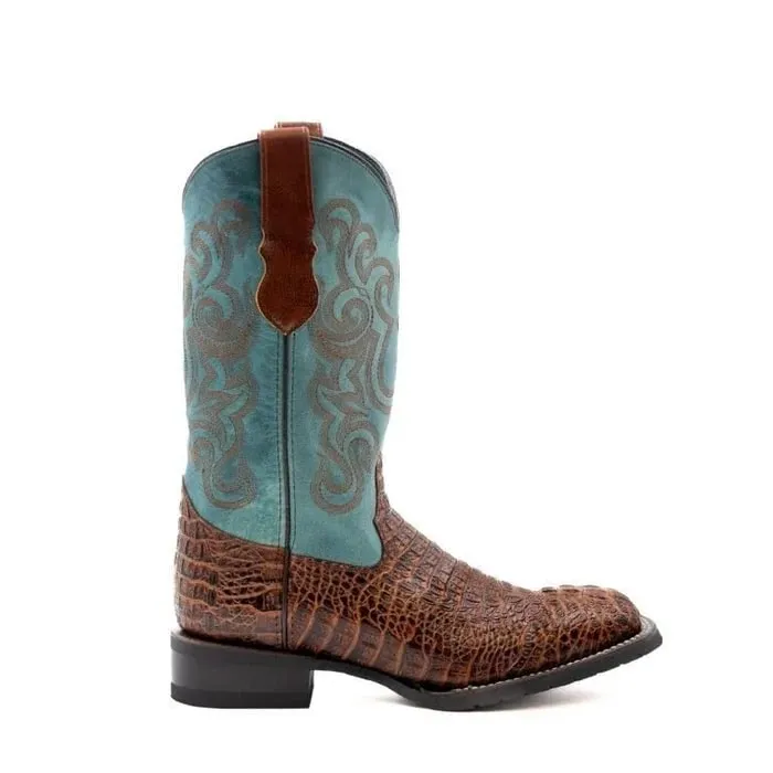 Ferinni Boot - Mens Dress Cowboy Boot - Ferrini Stampede Men's Print Crocodile Boots Handcrafted Sport Rust in Rust Color sold by Alberto Nardoni product image thumbnail 2