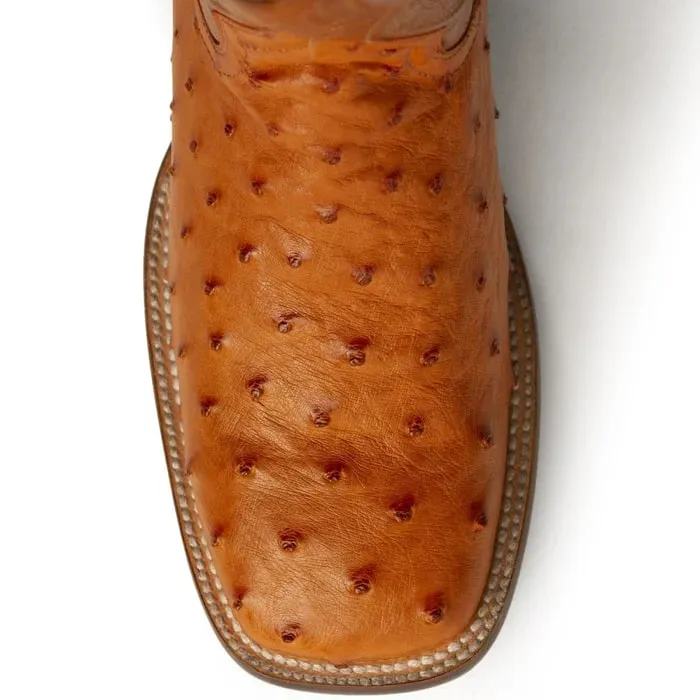 Ferinni Boot - Mens Dress Cowboy Boot - Ferrini Men's Colt Full Quill Ostrich Square Toe Boots Handcrafted - Cognac sold by Alberto Nardoni product image thumbnail 3