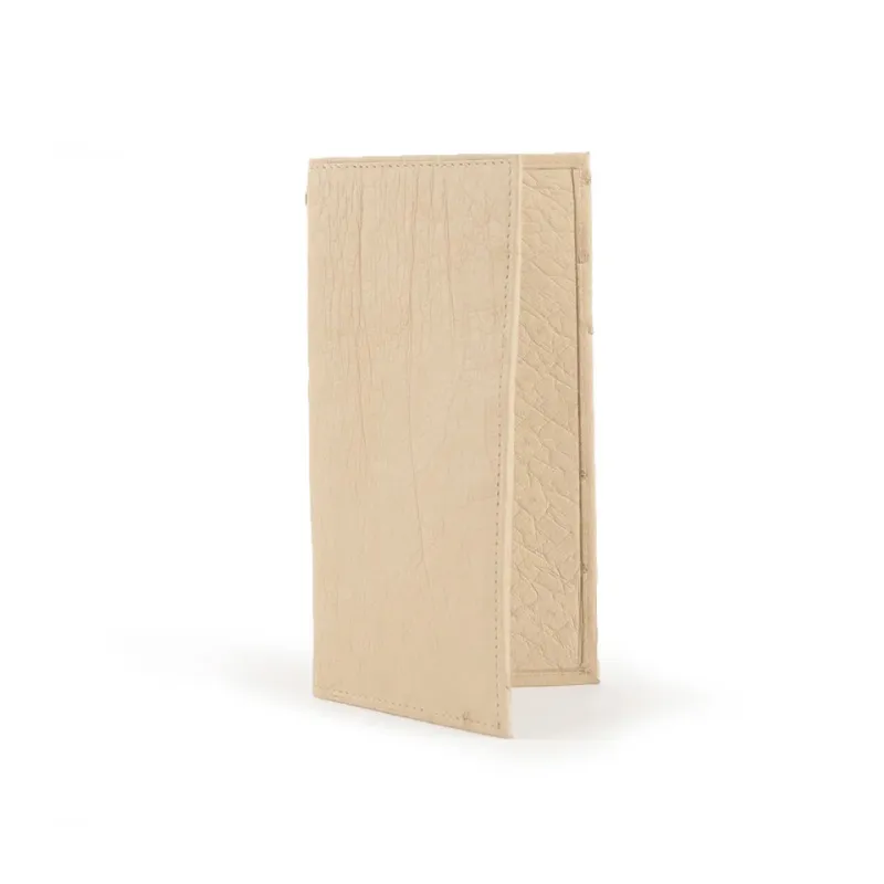 Ferrini Smooth Ostrich Checkbook Winter White sold by Alberto Nardoni