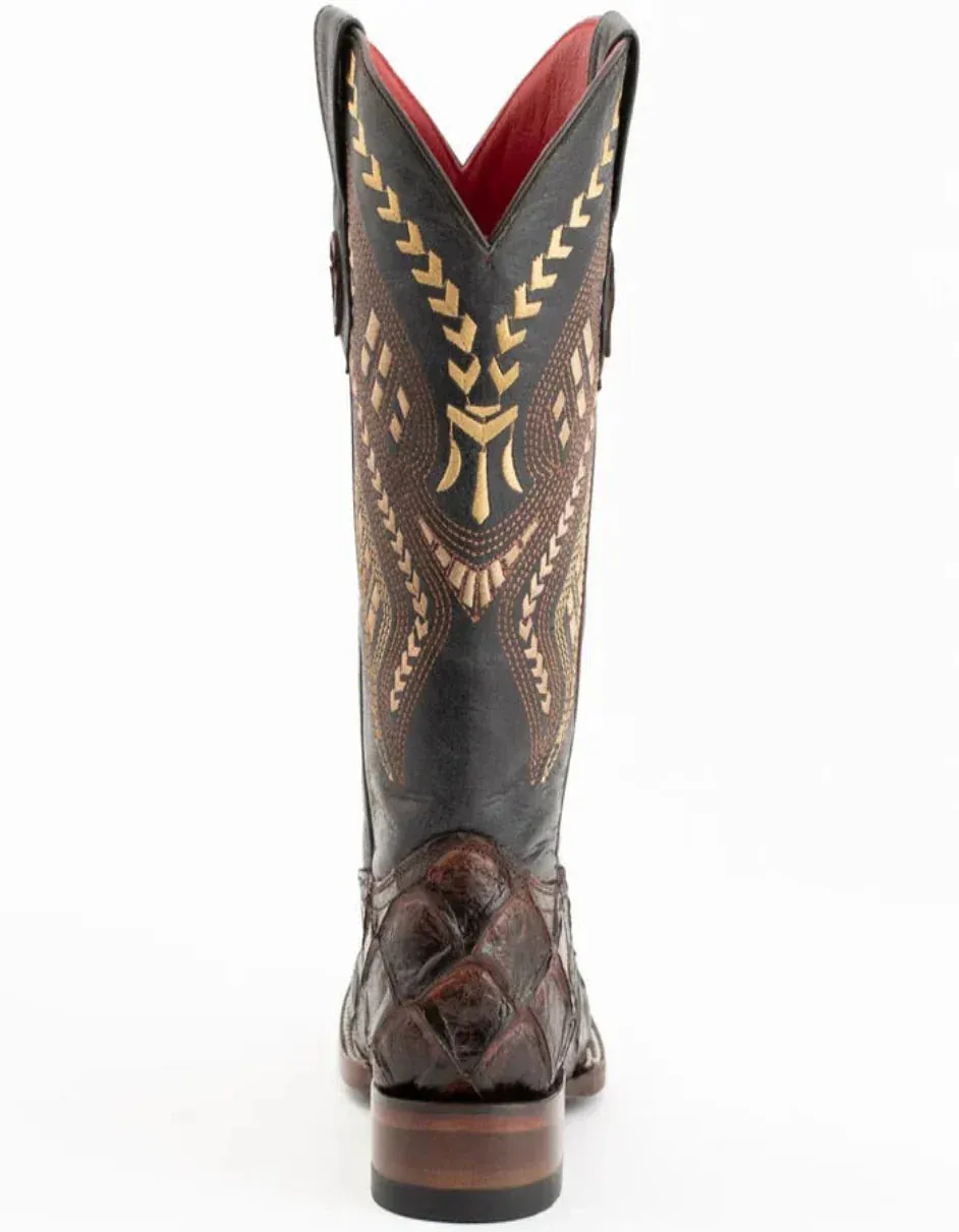 Ferrini Women's Bronco Square Toe Boots Pirarucu Fish Print - Chocolate sold by Alberto Nardoni product image thumbnail 4