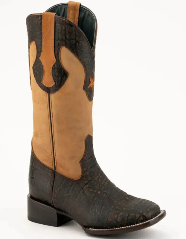 Men's Ferrini Acero Elephant Print Boots Handcrafted Nicotine sold by Alberto Nardoni