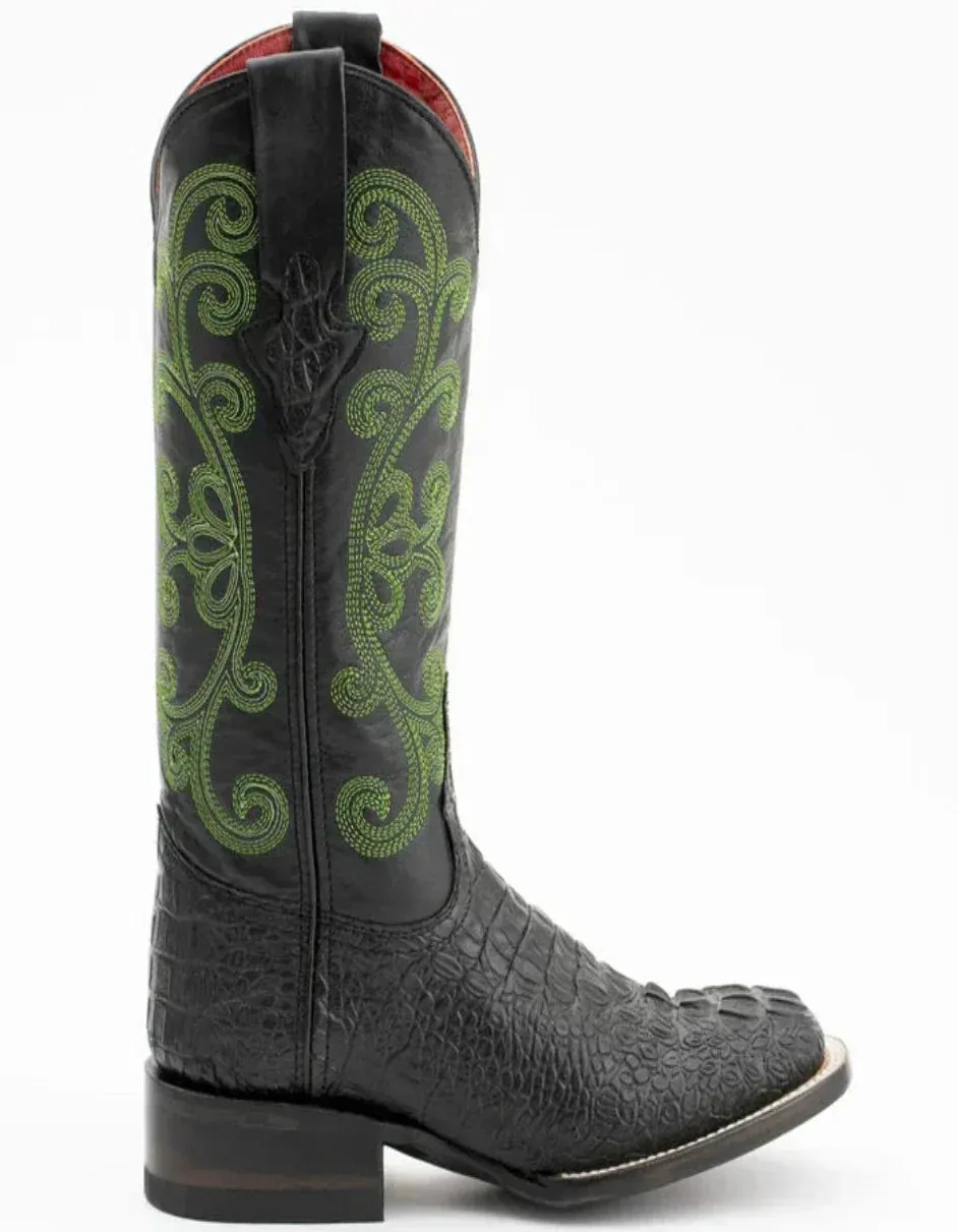 Ferrini Women's Stampede Square Toe Boots Crocodile Print - Black Boots sold by Alberto Nardoni product image thumbnail 3