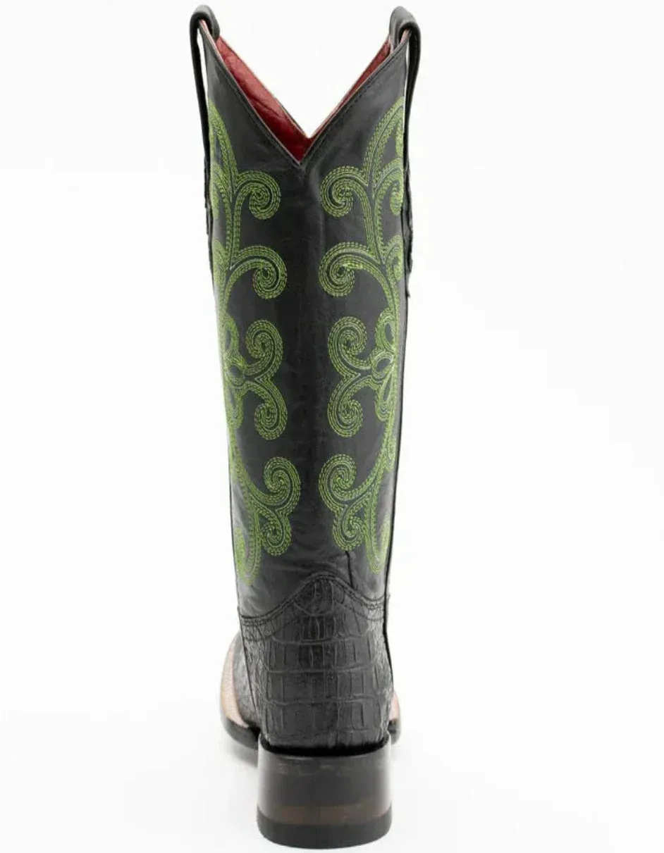 Ferrini Women's Stampede Square Toe Boots Crocodile Print - Black Boots sold by Alberto Nardoni product image thumbnail 4