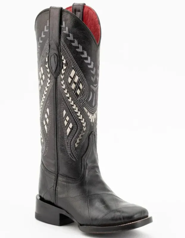Ferrini Women's Jesse Square Toe Boots Alligator Print - Black sold by Alberto Nardoni
