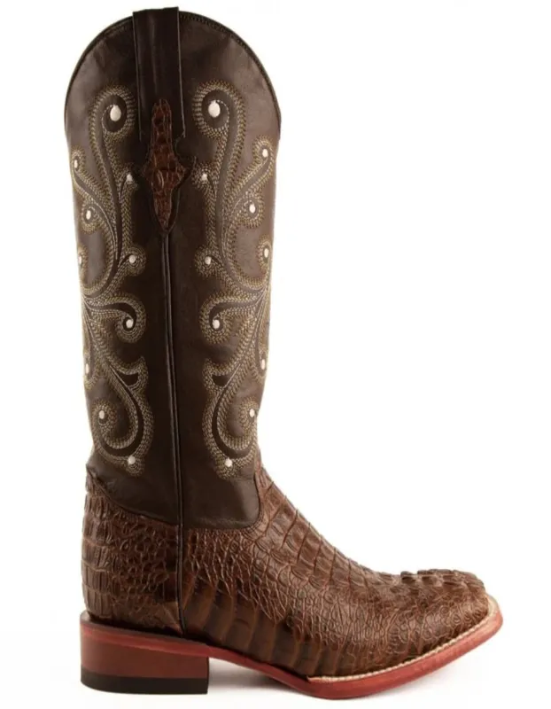 Men's Ferrini Caiman Crocodile Print Boots Handcrafted Rust sold by Alberto Nardoni