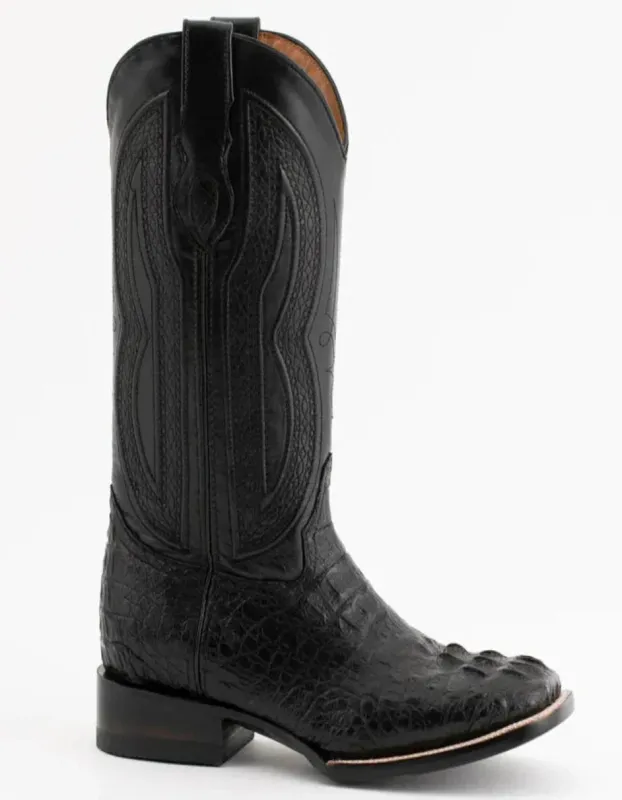Ferrini Men's Dakota Hornback Caiman Western Boots - Square Toe Handcrafted Black sold by Alberto Nardoni