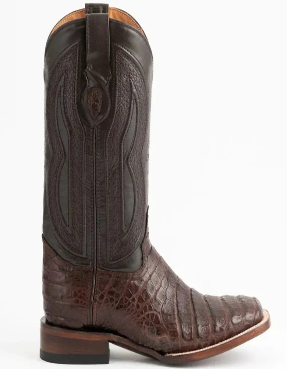 Ferrini Men's Dakota Belly Caiman Western Boots - Square Toe Handcrafted Chocolate sold by Alberto Nardoni product image thumbnail 5