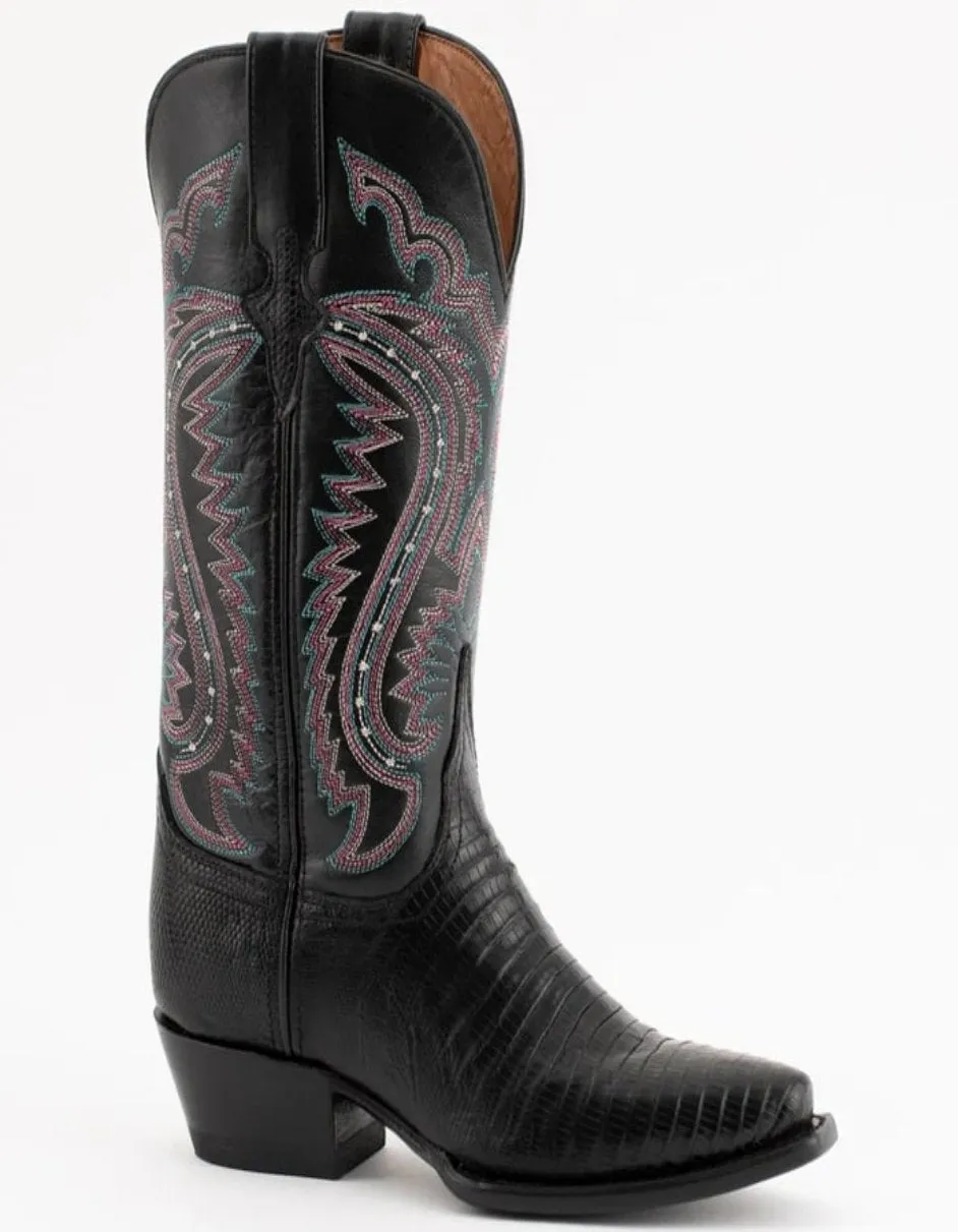 Ferrini Women's Taylor Snip Toe Genuine Lizard Boots - Black sold by Alberto Nardoni