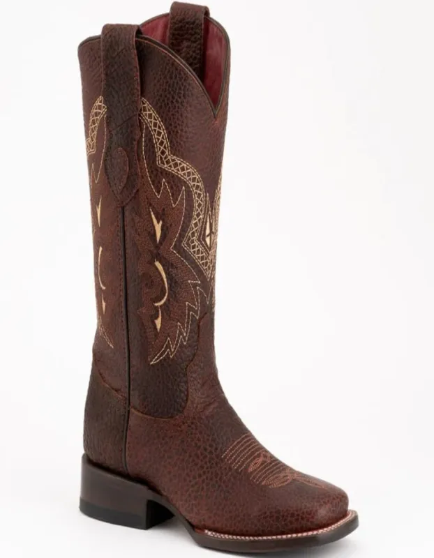 Ferrini Women's Toro Square Toe Boots Handcrafted - Brown sold by Alberto Nardoni