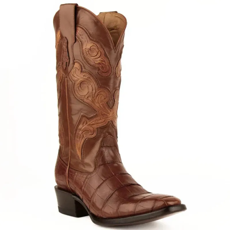Ferrini Men's Stallion Alligator Belly Boots French Toe Handcrafted Cognac 1074102 sold by Alberto Nardoni