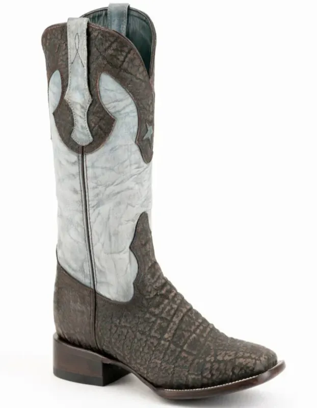 Men's Ferrini Acero Elephant Print Boots Handcrafted Black sold by Alberto Nardoni