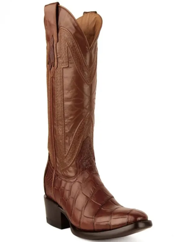 Ferrini Men's Stallion Alligator Belly Boots French Toe Handcrafted Cognac sold by Alberto Nardoni