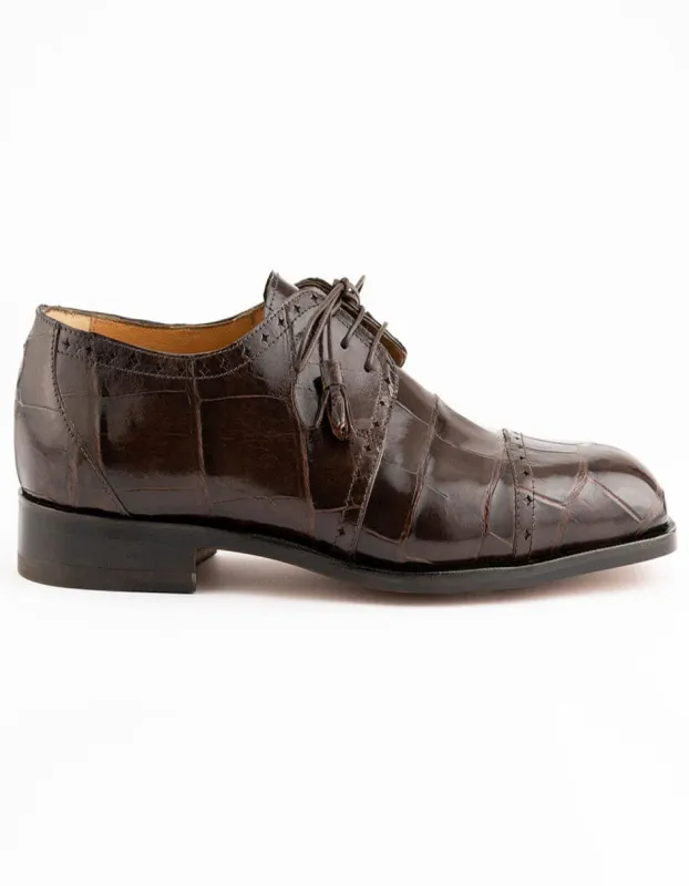 Ferrini 3798 Alligator Cap Toe Shoes Chocolate sold by Alberto Nardoni