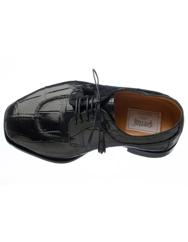 Ferrini Shoes - Mens Alligator Dress Shoe - Ferrini 3520 Belly Alligator Split Toe Black Shoes sold by Alberto Nardoni